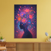 Mind in Bloom - Kleurrijk Surrealistisch Bloem Art Canvas Afdruk (Insitu (Woonkamer))