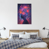 Mind in Bloom - Kleurrijk Surrealistisch Bloem Art Canvas Afdruk (Insitu (Slaapkamer))