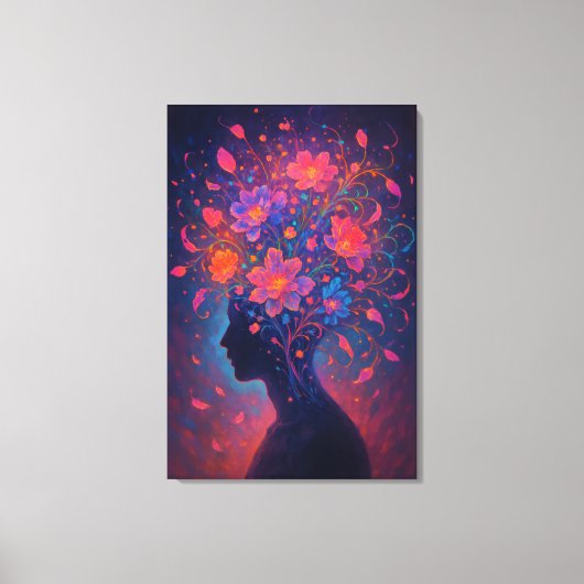 Mind in Bloom - Kleurrijk Surrealistisch Bloem Art Canvas Afdruk (Voorkant)