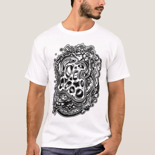 Mind Melting Trippy Zwart-wit Abstract T-shirt (Voorkant)