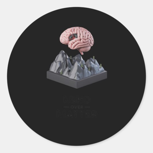Mind over 3D Brain en Mountain Sculpture Posters Ronde Sticker (Voorkant)