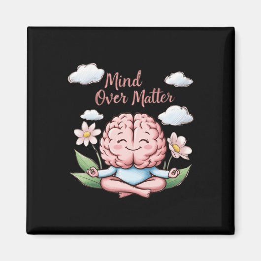 Mind over Cartoon Brain Sticker Magneet (Voorkant)