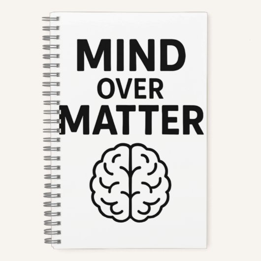 Mind Over Matter – T-shirt à Texte Noir et Design Notitieboek (Voorkant)