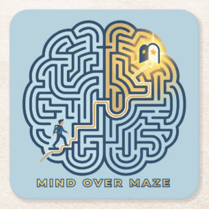 Mind Over Maze – Inspirerende Hersenendoolhof Kartonnen Onderzetters