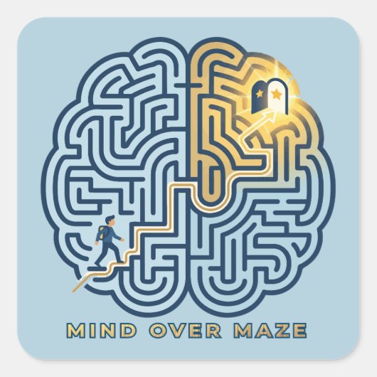 Mind Over Maze – Inspirerende Hersenendoolhof Vierkante Sticker (Voorkant)