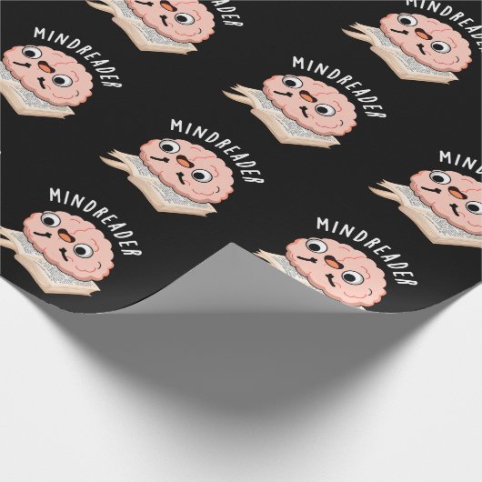 Mind Reader Funny Brain Pun Dark BG Cadeaupapier (Hoek)