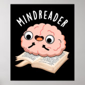 Mind Reader Funny Brain Pun Dark BG Poster (Voorkant)