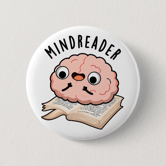 Mind Reader Funny Brain Pun Ronde Button 5,7 Cm (Voorkant)