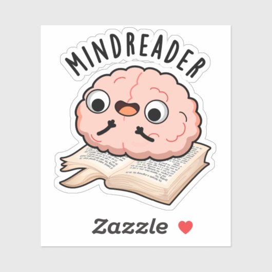 Mind Reader Funny Brain Pun Sticker (Vel)