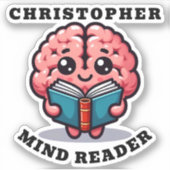 Mind Reader Grappige Pun met Naam Sticker (Voorkant)