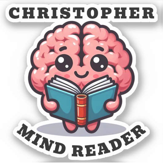 Mind Reader Grappige Pun met Naam Sticker (Voorkant)