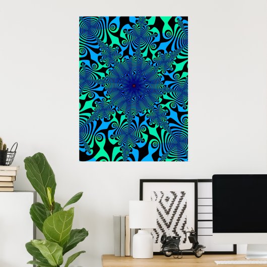 Mind Spinner in Blauw en Groen Poster (Thuiskantoor)