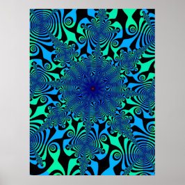 Mind Spinner in Blauw en Groen Poster