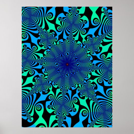 Mind Spinner in Blauw en Groen Poster (Voorkant)