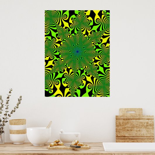 Mind Spinner in Groen en Geel Poster (Keuken)