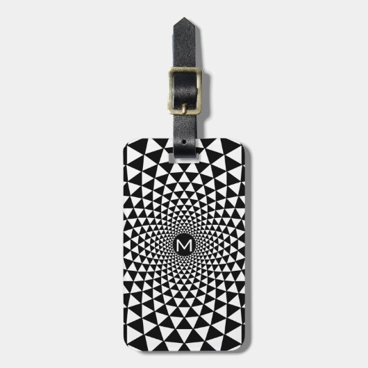 Mind Warp BW Monogrammed Bagagelabel (Voorkant verticaal)