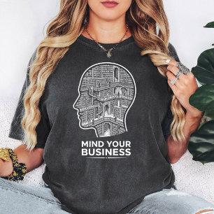 Mind Your Business Bibliotheek Hoofd Kunst T-shirt
