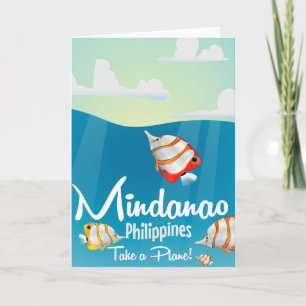 Mindanao, Filipijnen cartoon reisposter Feestdagen Kaart