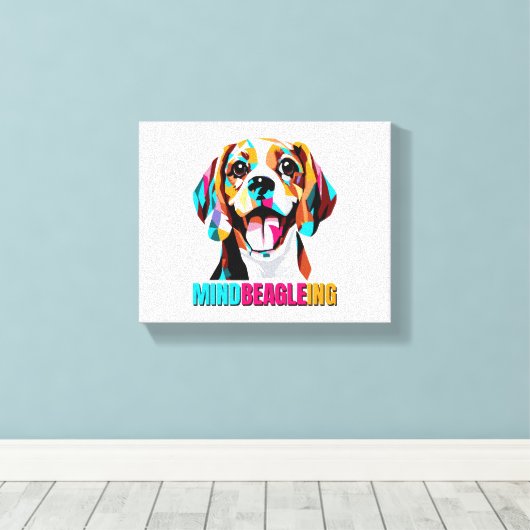 Mindbeagleing Beagle Dog Canvas Afdruk (Insitu (Houten vloer))