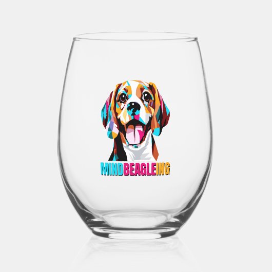 Mindbeagleing Beagle Dog Wijnglas Zonder Voet (Voorkant)