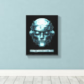 Mindcontrol Cyberpunk Robot Blue Grunge Canvas Afdruk (Insitu (Houten vloer))