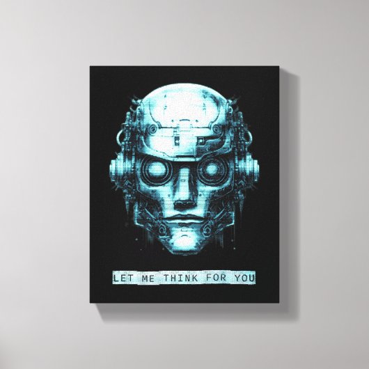 Mindcontrol Cyberpunk Robot Blue Grunge Canvas Afdruk (Voorkant)