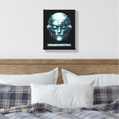 Mindcontrol Cyberpunk Robot Blue Grunge Canvas Afdruk (Insitu (Slaapkamer))