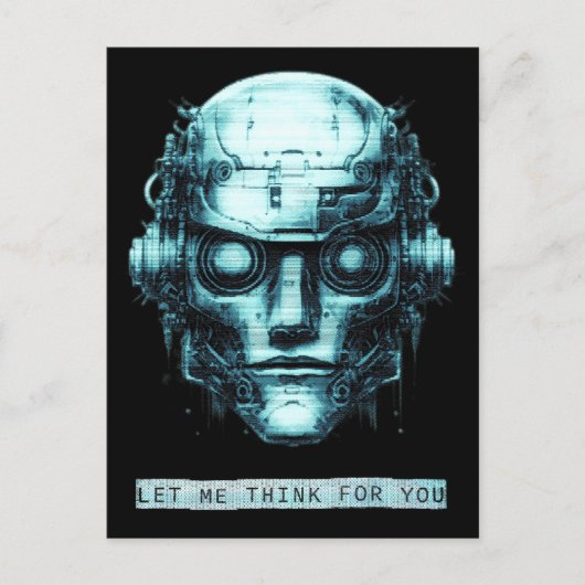 Mindcontrol Cyberpunk Robot Blue Grunge Feestdagenkaart (Voorkant)