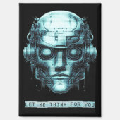 Mindcontrol Cyberpunk Robot Blue Grunge Magneet (Voorkant)