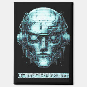 Mindcontrol Cyberpunk Robot Blue Grunge Magneet