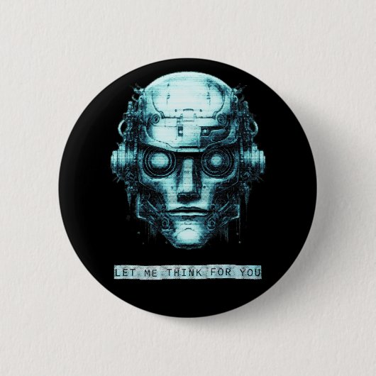 Mindcontrol Cyberpunk Robot Blue Grunge Ronde Button 5,7 Cm (Voorkant)