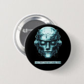 Mindcontrol Cyberpunk Robot Blue Grunge Ronde Button 5,7 Cm (Voorkant /achterkant)