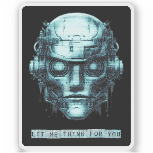 Mindcontrol Cyberpunk Robot Blue Grunge Sticker (Voorkant)