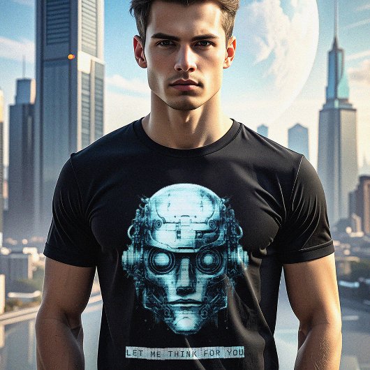 Mindcontrol Cyberpunk Robot Blue Grunge T-shirt