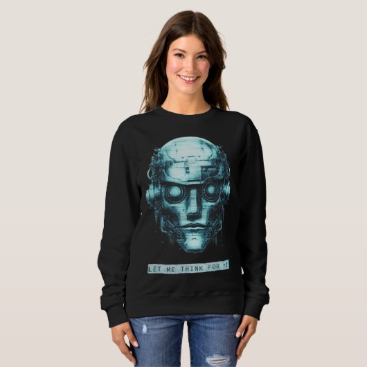 Mindcontrol Cyberpunk Robot Blue Grunge Trui (Voorkant volledig)