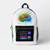 MINDER AI MEER SLIMME HERSENEN! BEDRUKTE RUGZAK (Voorkant)