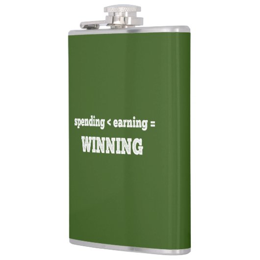 Minder dan verdienen wordt gewonnen heupfles (Links)