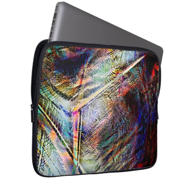 Minder digitale krassen met glanzende & donkere aa laptop sleeve (Voorkant Rechts)