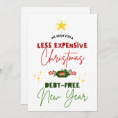 Minder dure kerstschulden, vrij nieuwjaar feestdagenkaart (Voorkant / Achterkant)