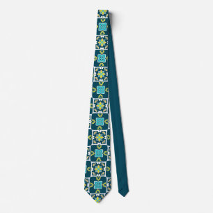 Minder en blauwgroen Azulejos met gele elementen N Stropdas