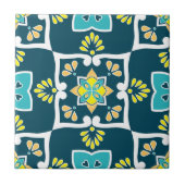 Minder en blauwgroen Azulejos met gele elementen Tegeltje (Voorkant)