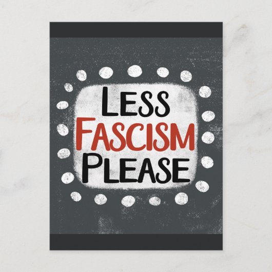 Minder fascisme, alstublieft, Briefkaart (Voorkant)