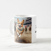 Minder galop, meer wiebelen! Corgi wint de derby Koffiemok (Voorkant links)