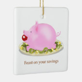 Minder geld op je spaarbank op Bord geld Keramisch Ornament (Rechts)