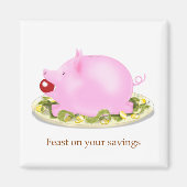 Minder geld op je spaarbank op Bord geld Magneet (Voorkant)