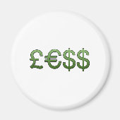 minder geld Symbolen Pond, euro Amerikaanse dollar Magneet (Voorkant)