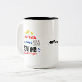 Minder Gesprek Meer Bowling Grappig Trendy Tweekleurige Koffiemok (Voorkant links)