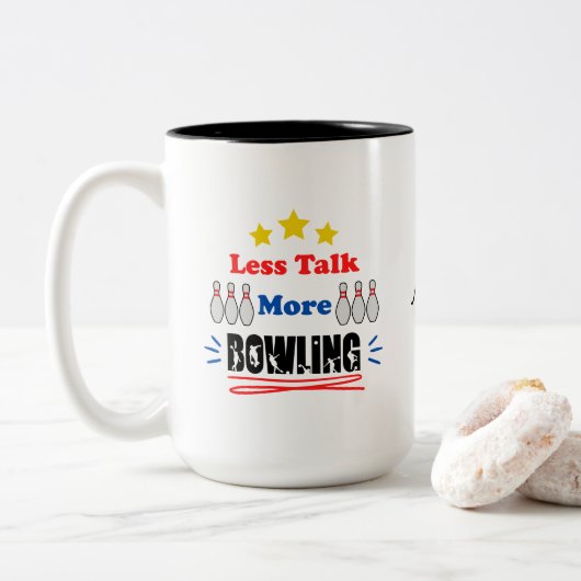 Minder Gesprek Meer Bowling Grappig Trendy Tweekleurige Koffiemok (Met donut)