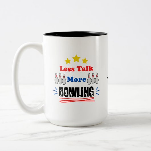 Minder Gesprek Meer Bowling Grappig Trendy Tweekleurige Koffiemok (Links)