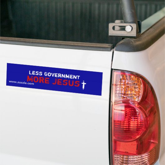 Minder Gov niet meer Jezus - Bumpersticker (Op Truck)